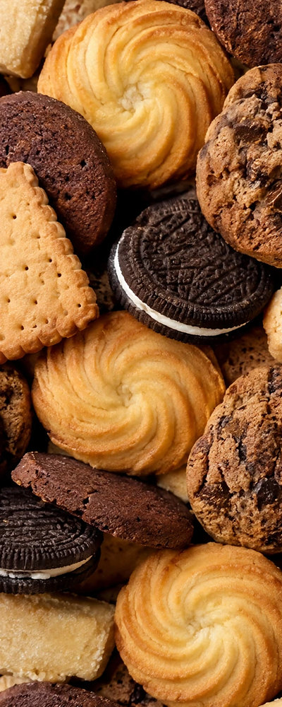 Soft dough cookies, swirls and cream sandwiches